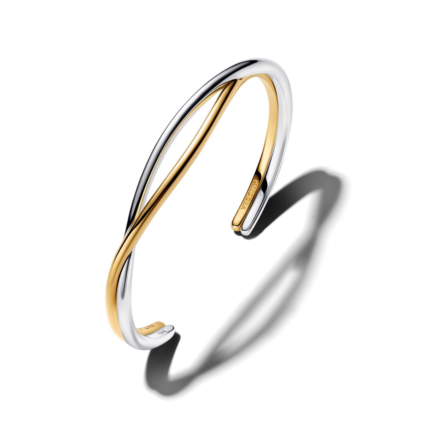Pandora -  Bracciale Fascia Intrecciata Aperta Bicolore Ref. 564656C00-3 - PANDORA