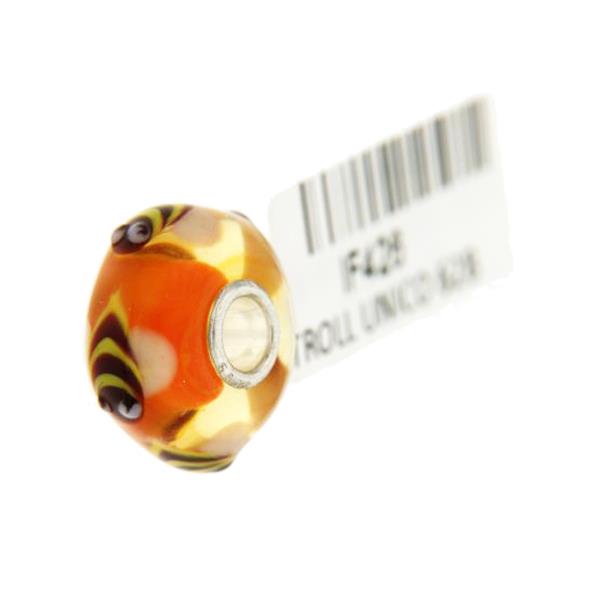 Trollbeads Unico in Vetro - OOAK Original Trollbeads Arancione con api Rif. UNICO 62B - TROLLBEADS