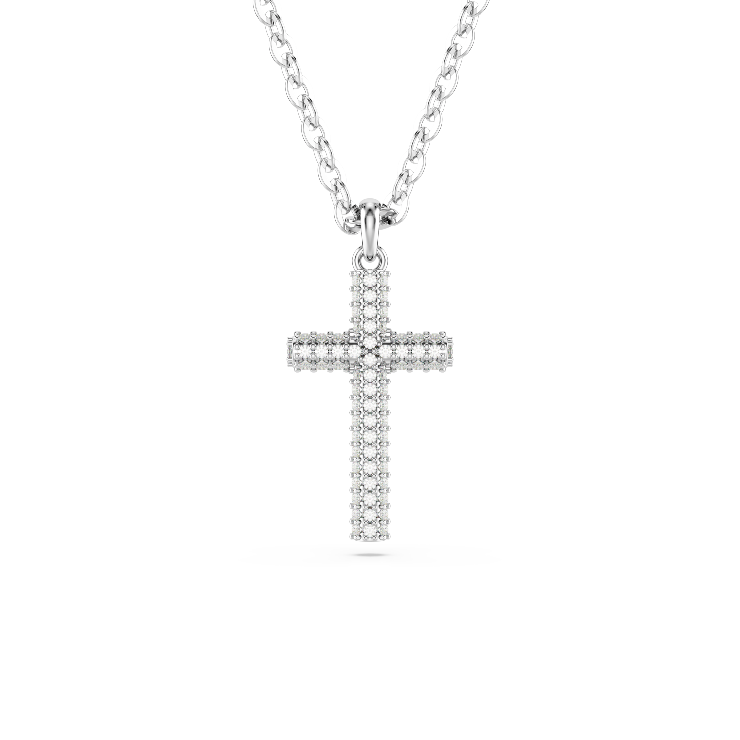 Swarovski - Pendente Insigne, Pavé, Croce, Bianco, Placcato rodio Ref. 5675577 - SWAROVSKI