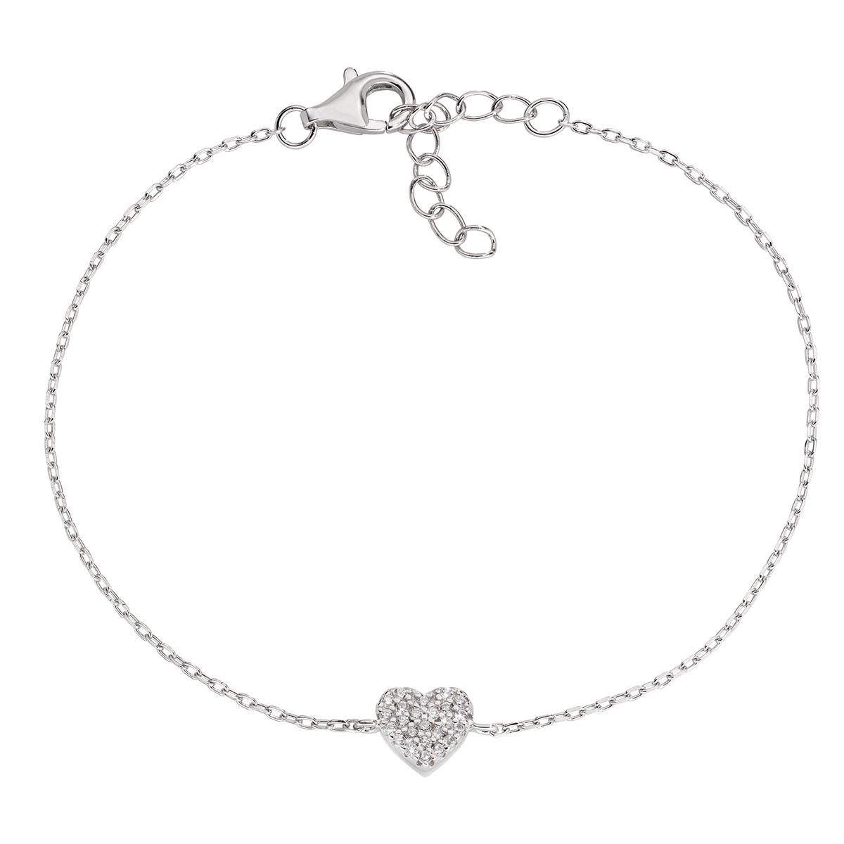 Bracciale "Cuore" in Argento con Zirconi - Amen Collection Ref. BRHBBZ - AMEN