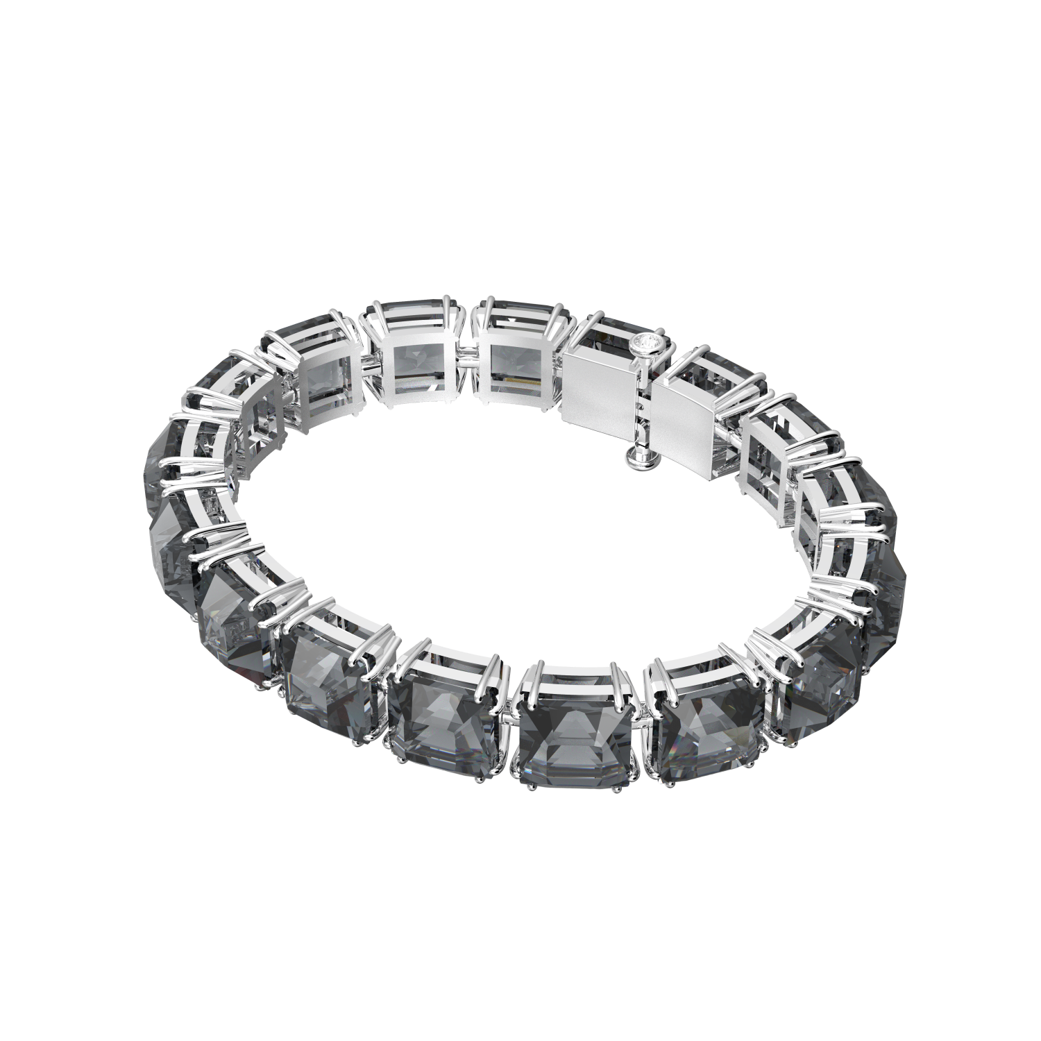 Swarovski - Braccialetto Millenia, Taglio squadrato, Grigio, Placcato rutenio nero Ref. 5612682 - SWAROVSKI