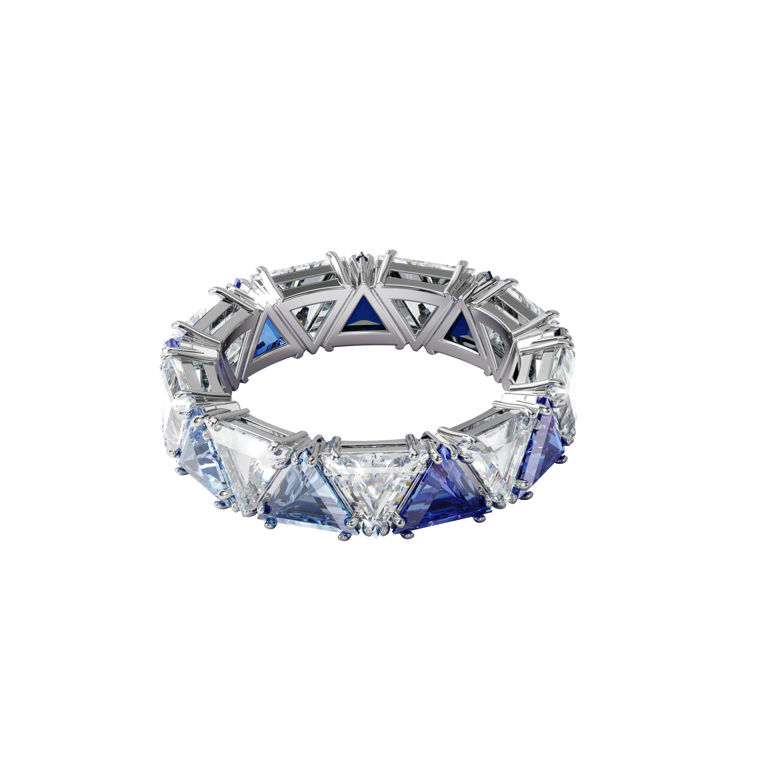 Swarovski - Anello cocktail Ortyx, Taglio triangolo, Blu, Placcato rodio Ref. 5608527 - SWAROVSKI