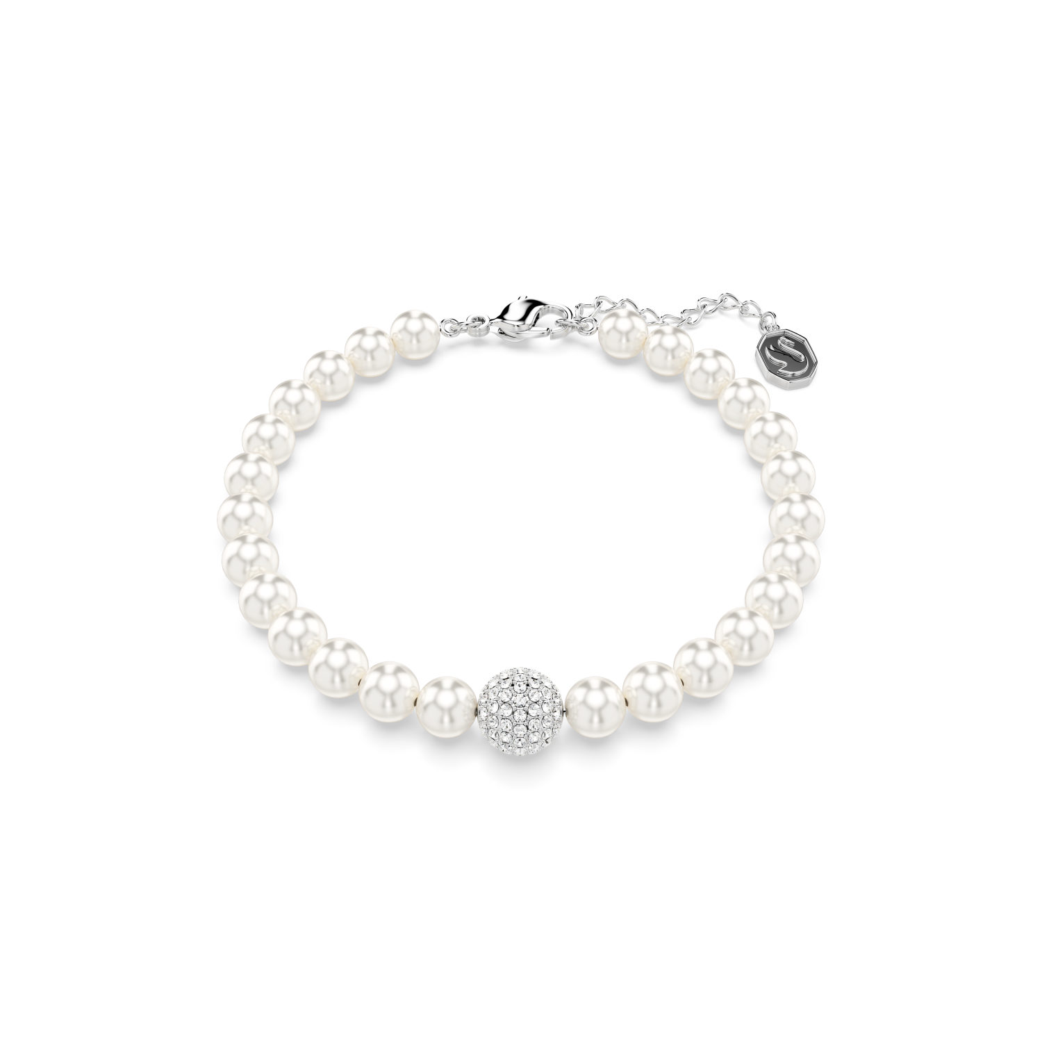 Swarovski - Strand Swa Remix, Crystal Pearl, Bianco, Placcato rodio Ref. 5669529 - SWAROVSKI