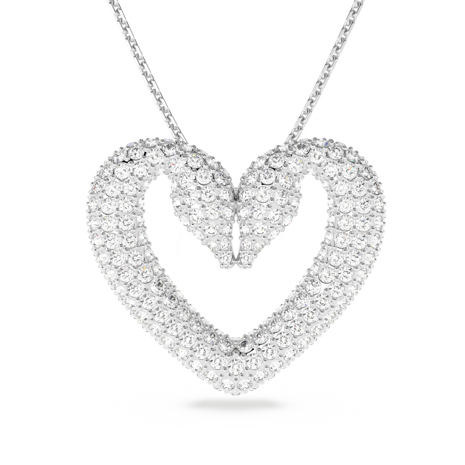 Swarovski - Pendente Una, Cuore, Medio, Bianco, Placcato rodio Ref. 5626176 - SWAROVSKI