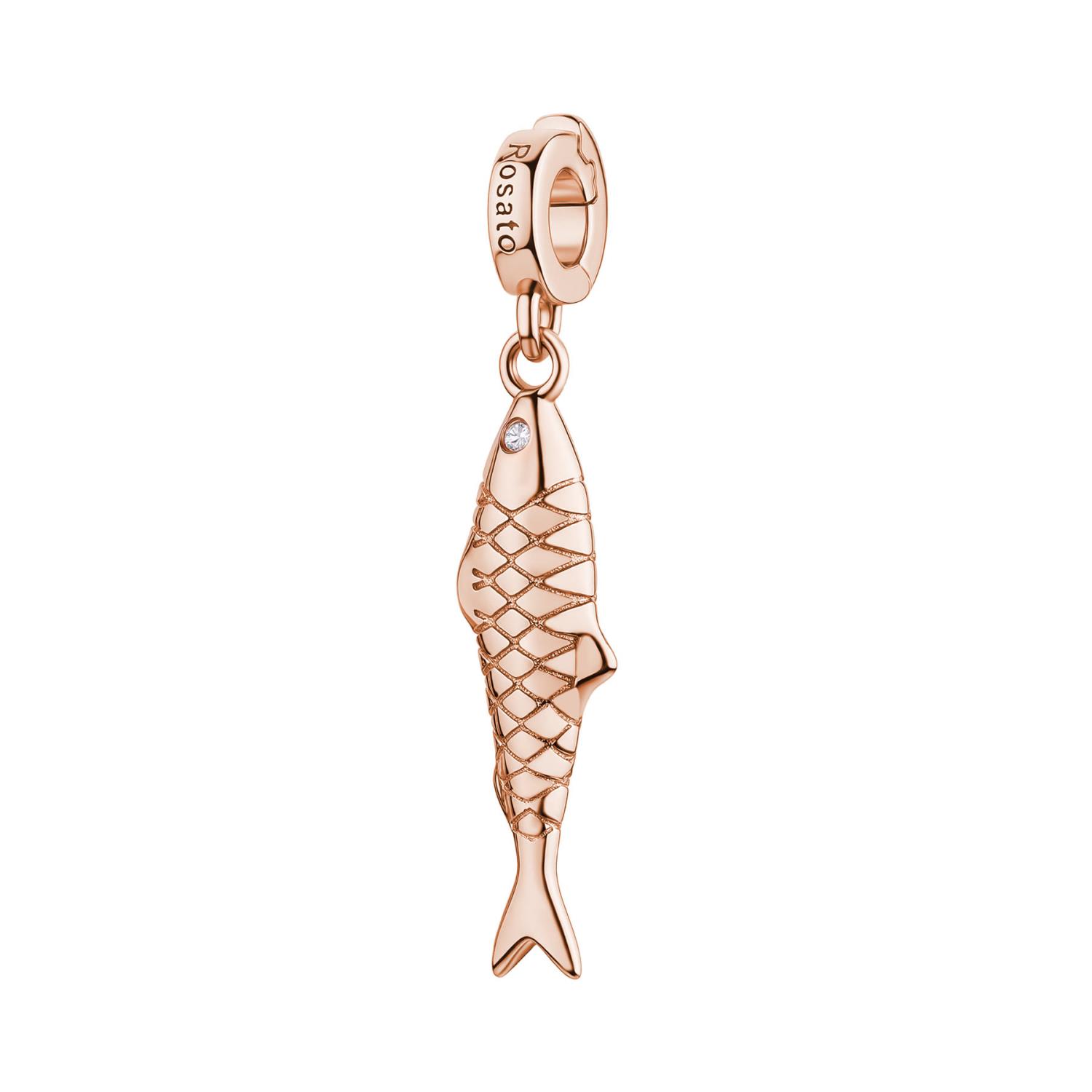 Rosato - Charm STORIE argento 925/1000, galvanica oro rosa, a forma di pesce Ref. RZ265 - ROSATO
