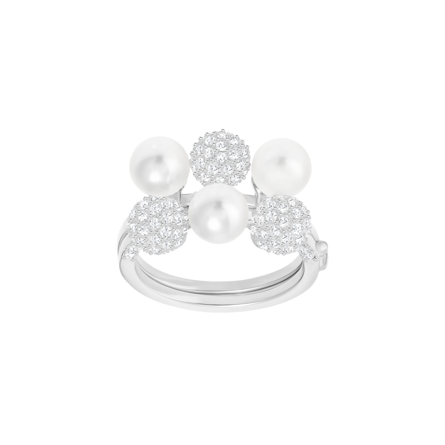 Swarovski - Anello doppio Fundamental, bianco, placcatura rodio Ref. 5286722 - SWAROVSKI