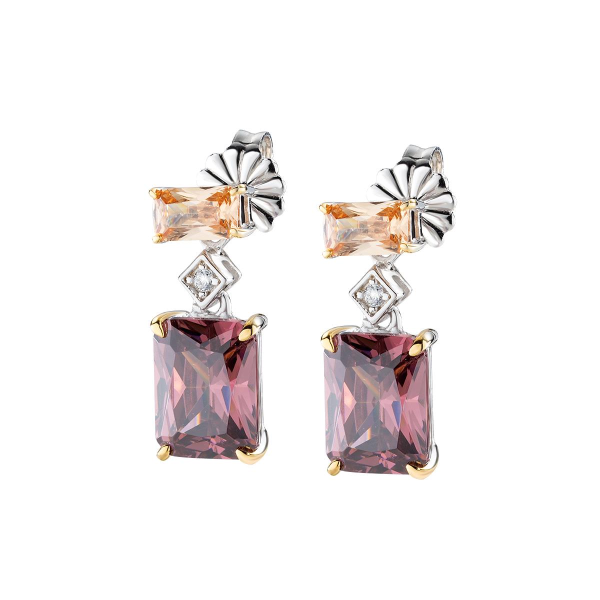 Orecchini Cocktail Zirconi Brown e Champagne - Amen Collection Ref. ECK2REBBRCHZ - AMEN