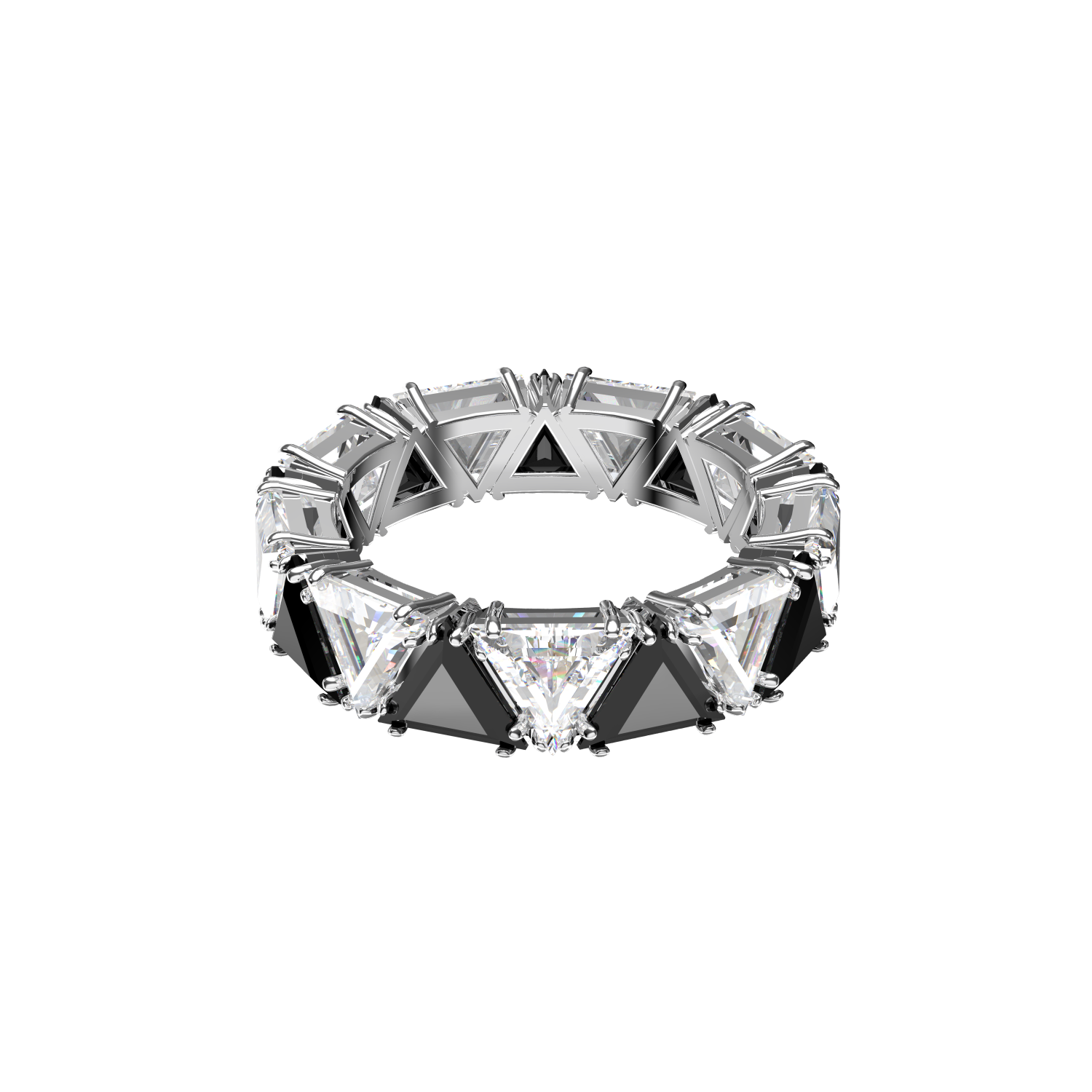 Swarovski - Anello cocktail Ortyx, Taglio triangolo, Nero, Placcato rodio Ref. 5619153 - SWAROVSKI