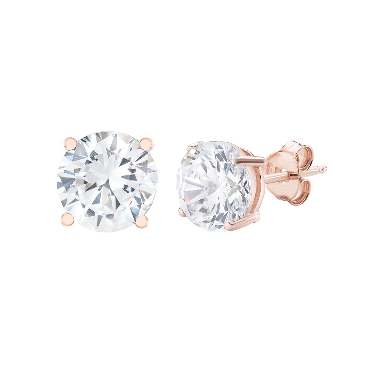 Orecchini Ros&egrave; Zircone Solitario Bianco - Amen Collection Ref. ORFERB - AMEN