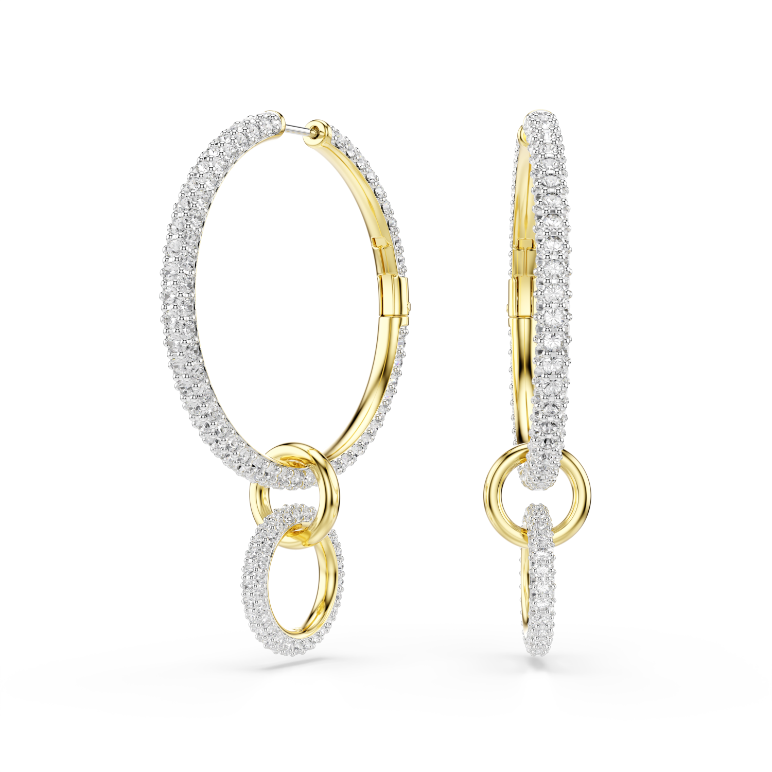 Swarovski - Orecchini a cerchio Dextera, Taglio Round, Bianchi, Placcato color oro Ref. 5738201 - SWAROVSKI