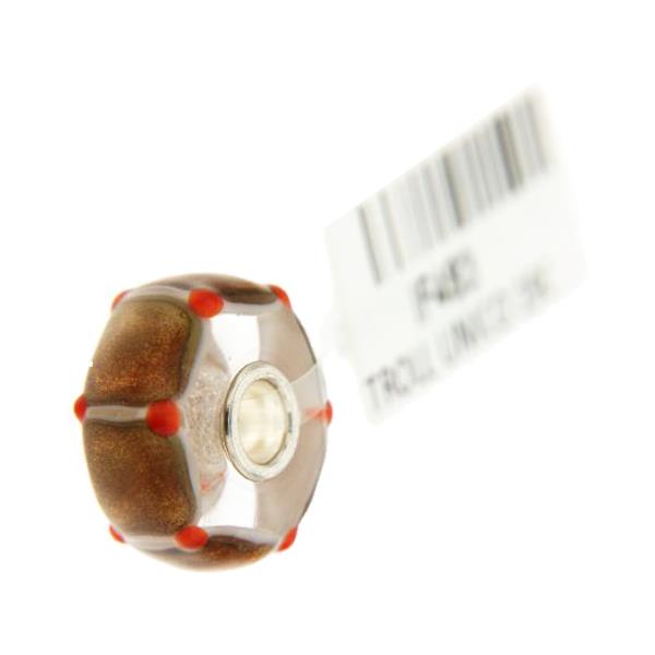 Trollbeads Unico in Vetro - OOAK Original Trollbeads Quadrati marroni Rif. UNICO 19C - TROLLBEADS