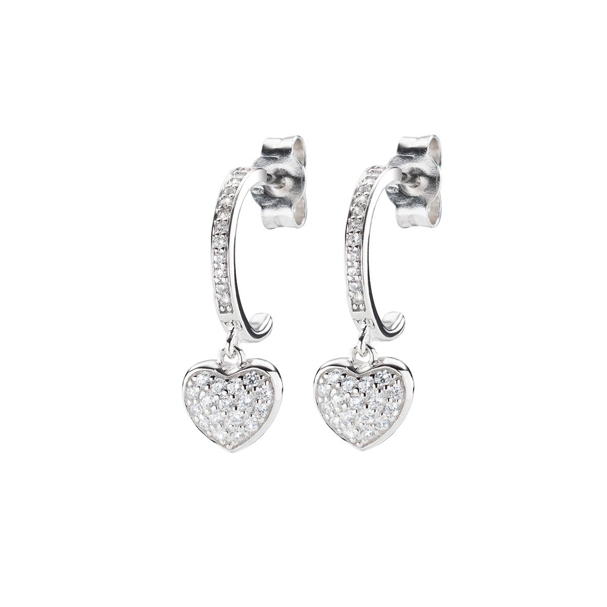 Orecchini Campanella Cuore Zirconi Bianchi - Amen Collection Ref. EBHBB - AMEN