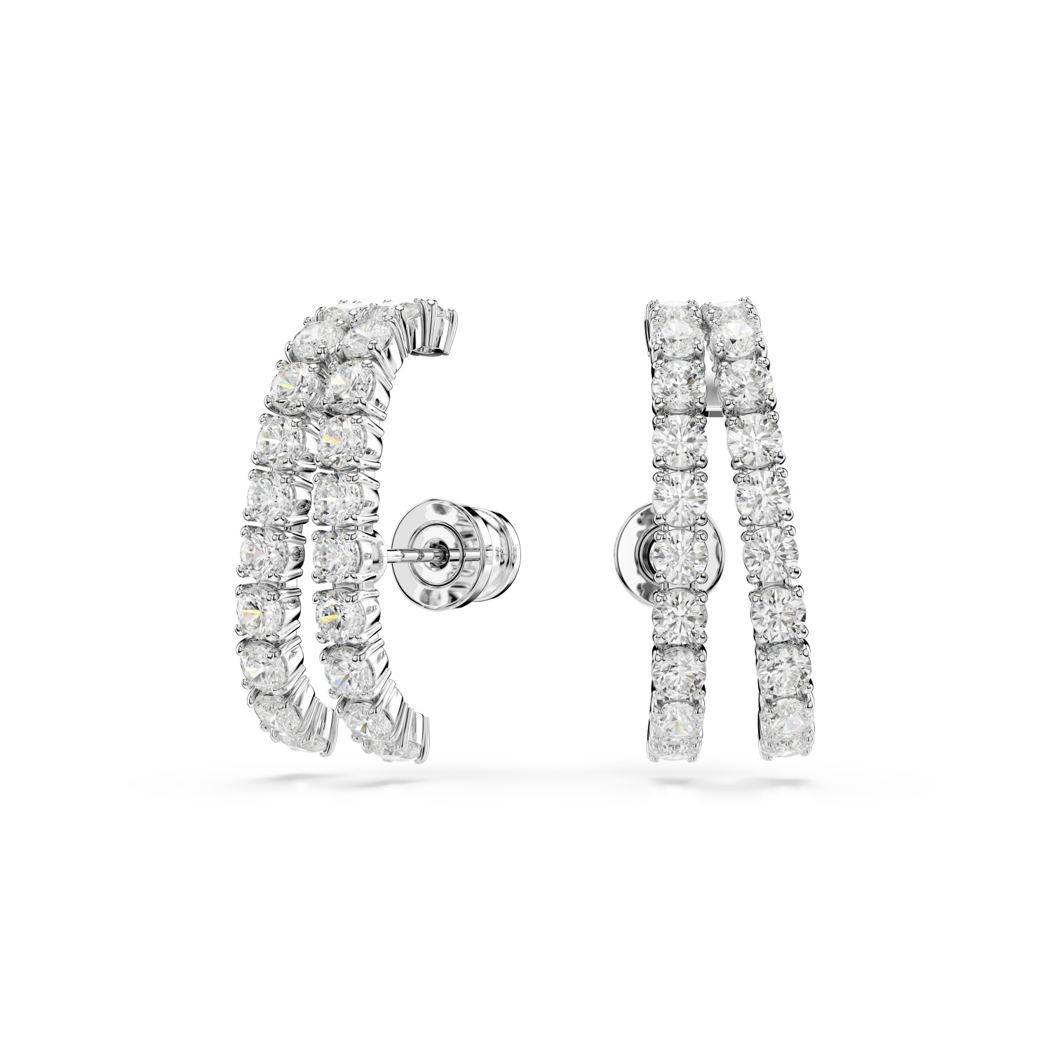 Swarovski - Orecchini ear cuff Matrix, Taglio Round, Bianchi, Placcato rodio Ref. 5705835 - SWAROVSKI