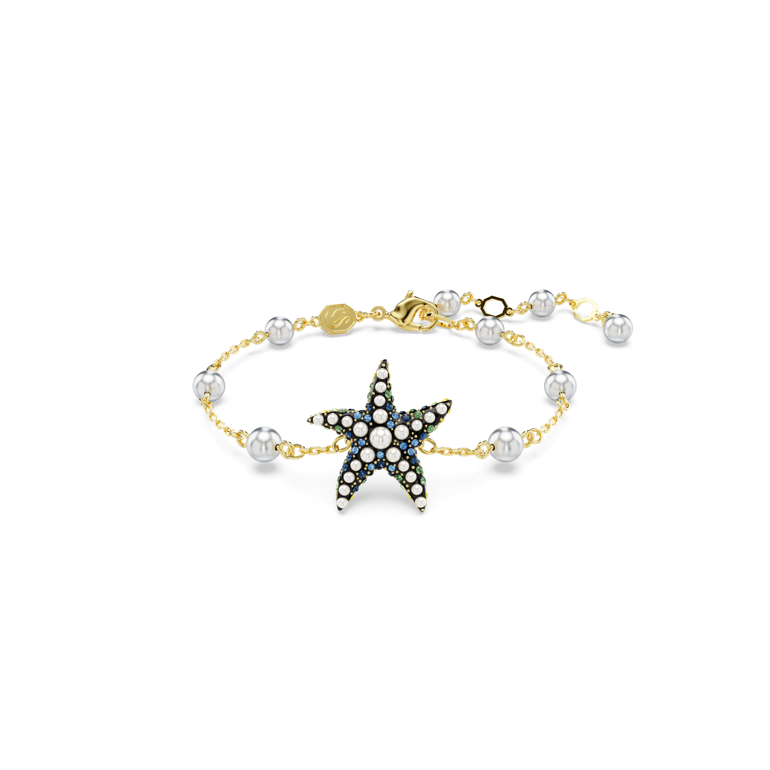 Swarovski - Braccialetto Idyllia, Crystal pearls, Stella marina, Multicolore, Placcato color oro Ref. 5684398 - SWAROVSKI