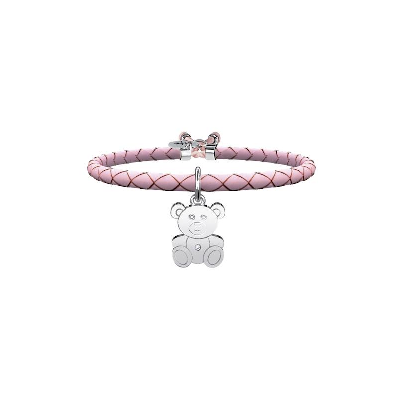 Gioielli Kidult - Bracciale pelle rosa e acciaio 316L Ref. 731455 - KIDULT