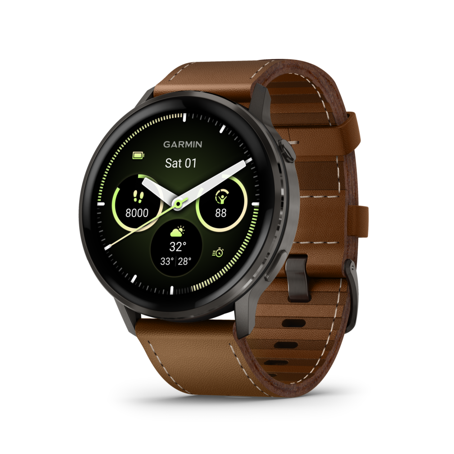 Garmin Venu&reg; 4 - 45 mm Slate con cinturino in silicone Black e cinturino in pelle Brown Ref. 010-03014-03 - GARMIN