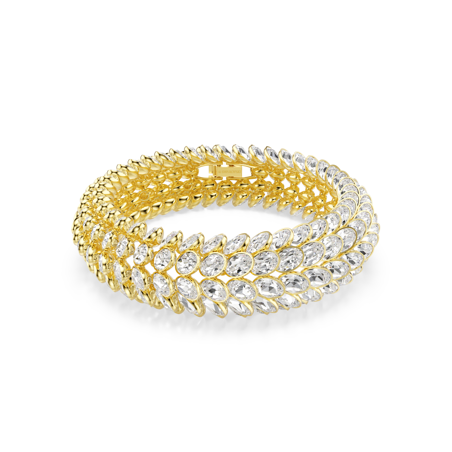 Swarovski - Braccialetto Idyllia, Taglio Oval, Bianco, Placcato color oro Ref. 5723540 - SWAROVSKI