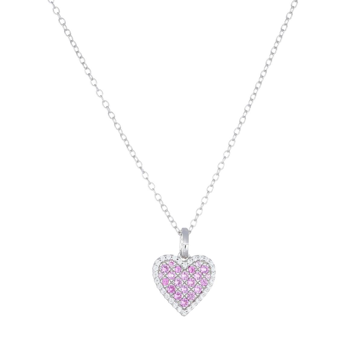 Collana con Cuore Pav&eacute; di Zirconi Rosa e Bianchi - Amen Collection Ref. CLPCUBBROZ - AMEN