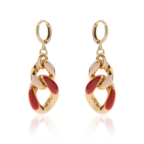 UNOAERRE - Orecchini groumette smalto bordeaux e beige in Bronzo Ref. 2186 - UNOAERRE