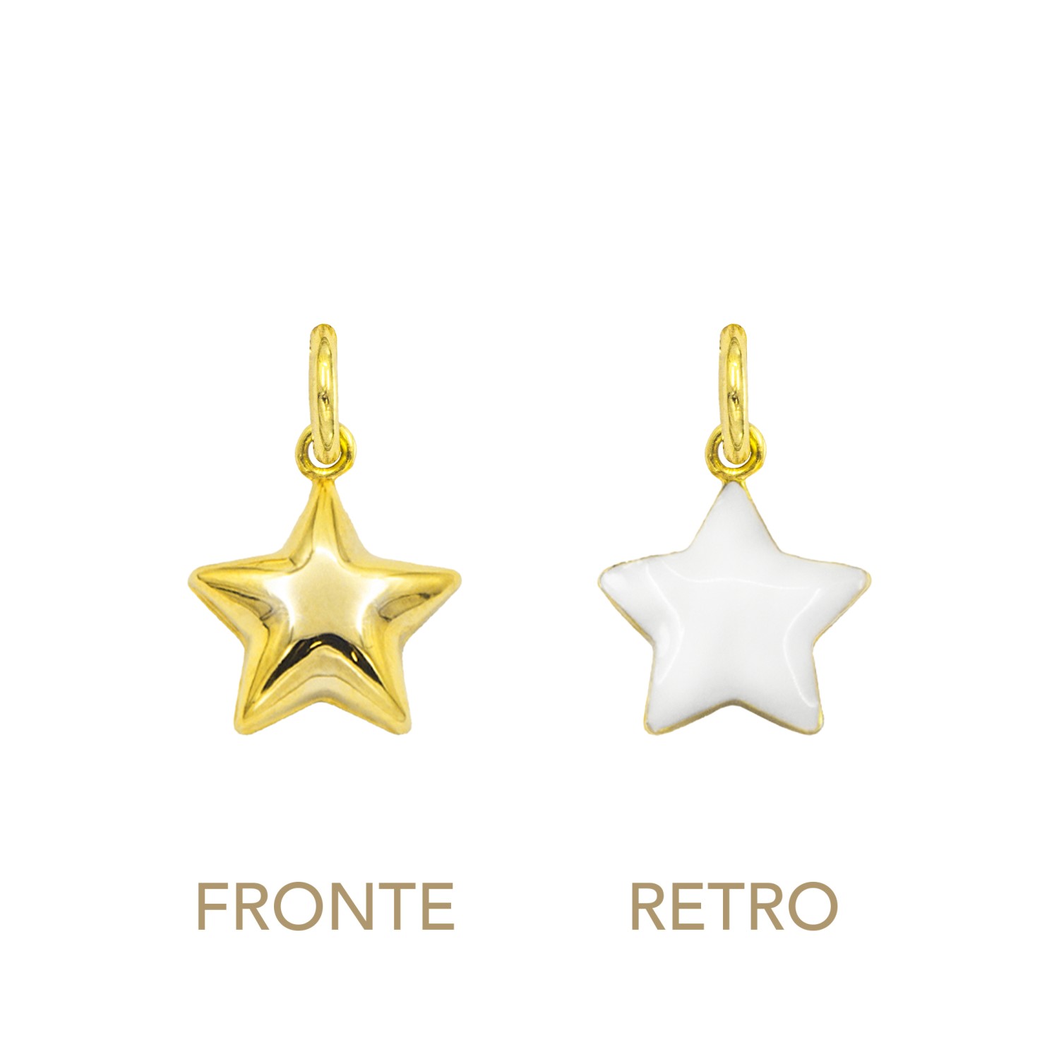 Charm Stella in Oro 9 Kt e Smalto Bianco  Ref. A0374G9 - FACCO