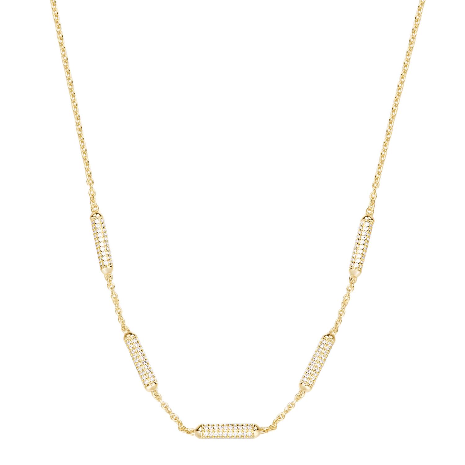 Rosato - Collana BIANCA argento 925/1000 galvanica oro giallo, cubic zirconia white Ref. RZBI59 - ROSATO