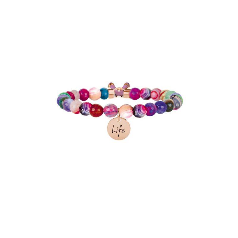 Gioielli Kidult - Bracciale agata multicolor e acciaio 316L Ref. 731049 - KIDULT