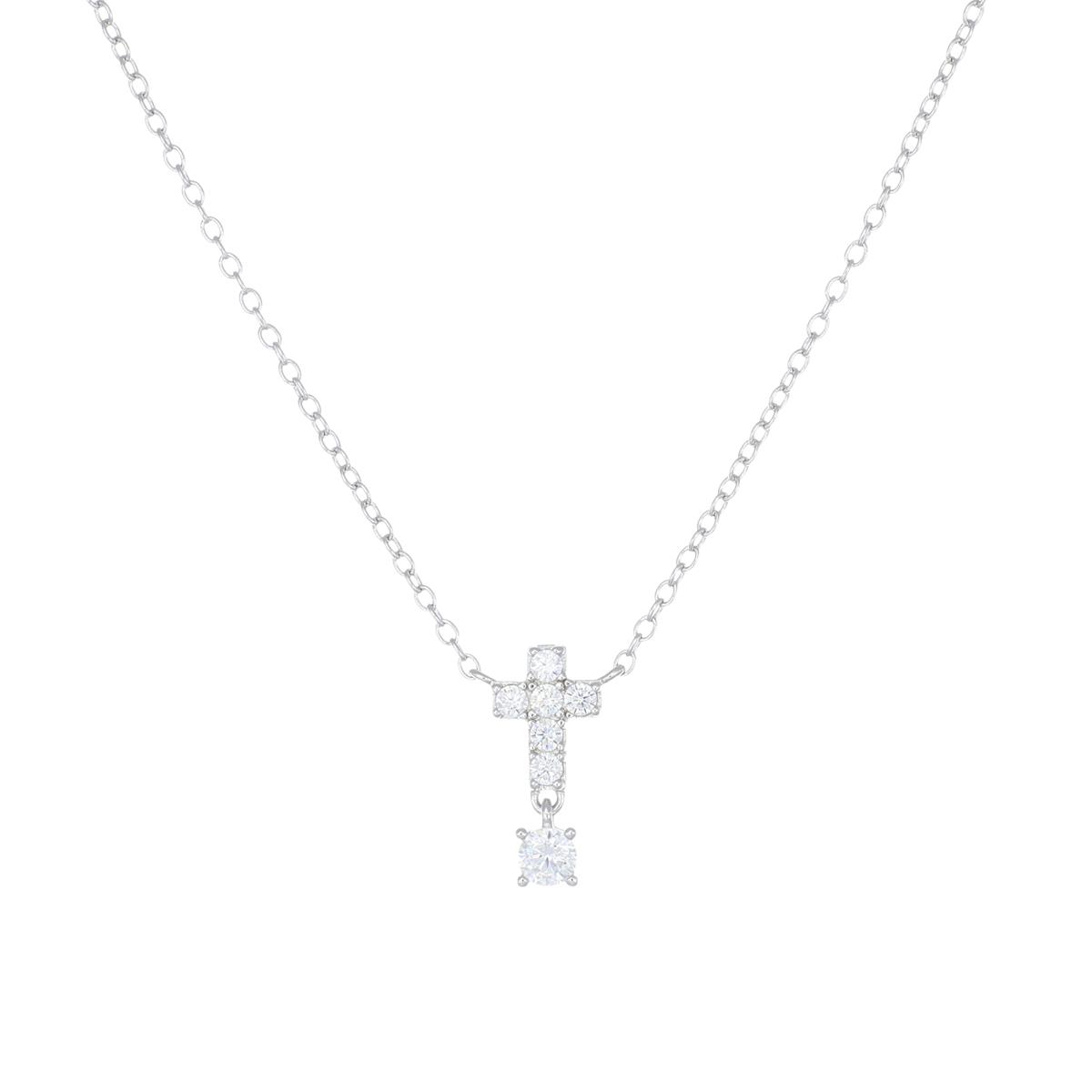 Collana Croce e Punto Luce con Zirconi Bianchi - Amen Collection Ref. CLPCBBZ - AMEN