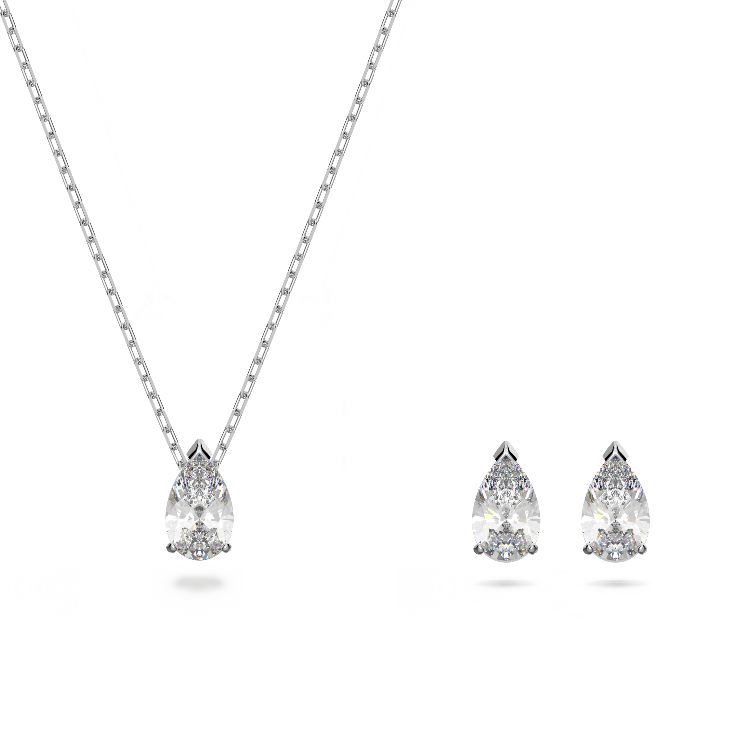 Swarovski - Set Attract, Taglio Pear, Bianco, Placcato rodio Ref. 5569174 - SWAROVSKI