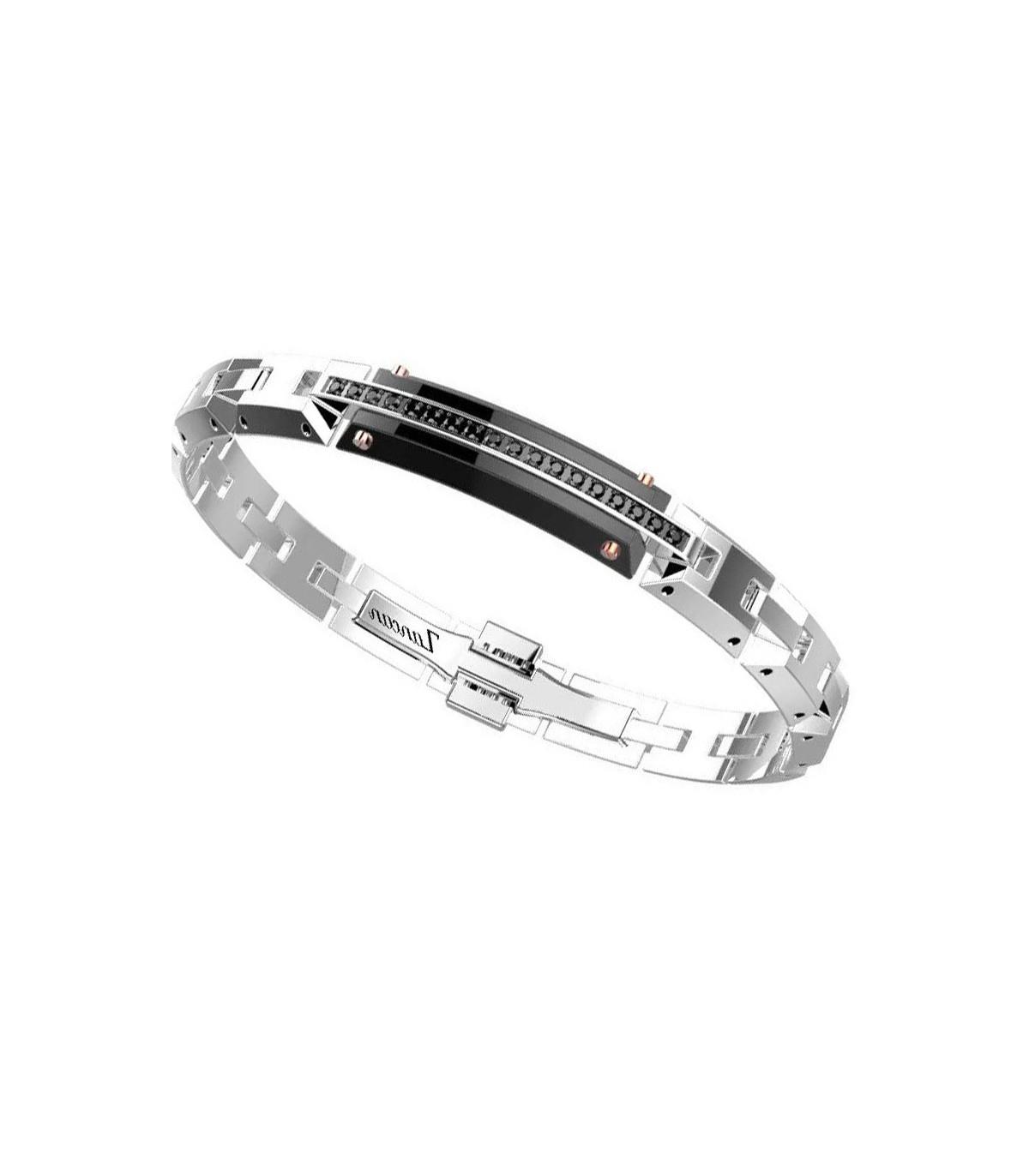 Bracciale Zancan da uomo in Acciaio e Spinelli neri Ref. EHB322 - ZANCAN
