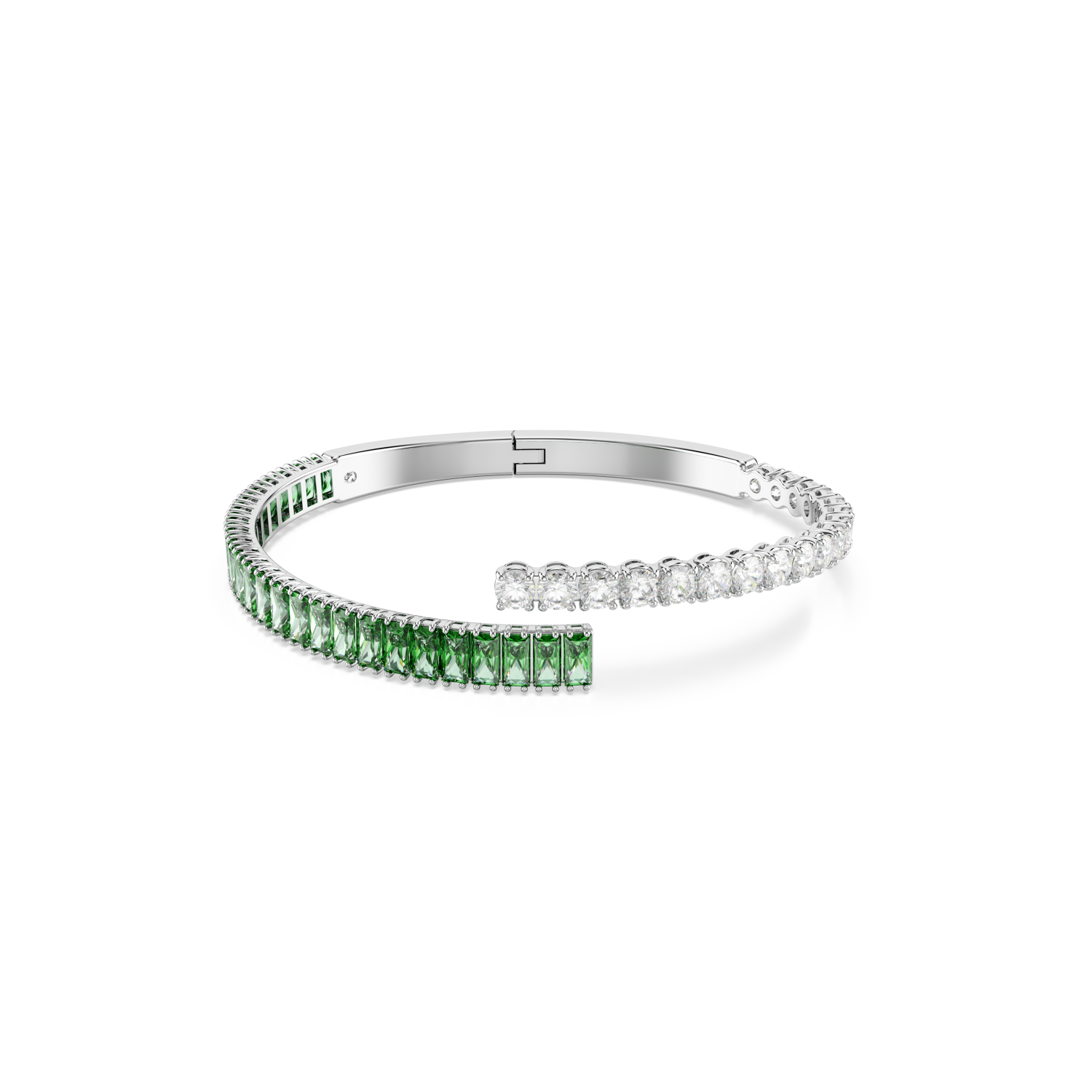 Swarovski - Bracciale rigido Matrix, Taglio misto, Verde, Placcato rodio Ref. 5722462 - SWAROVSKI