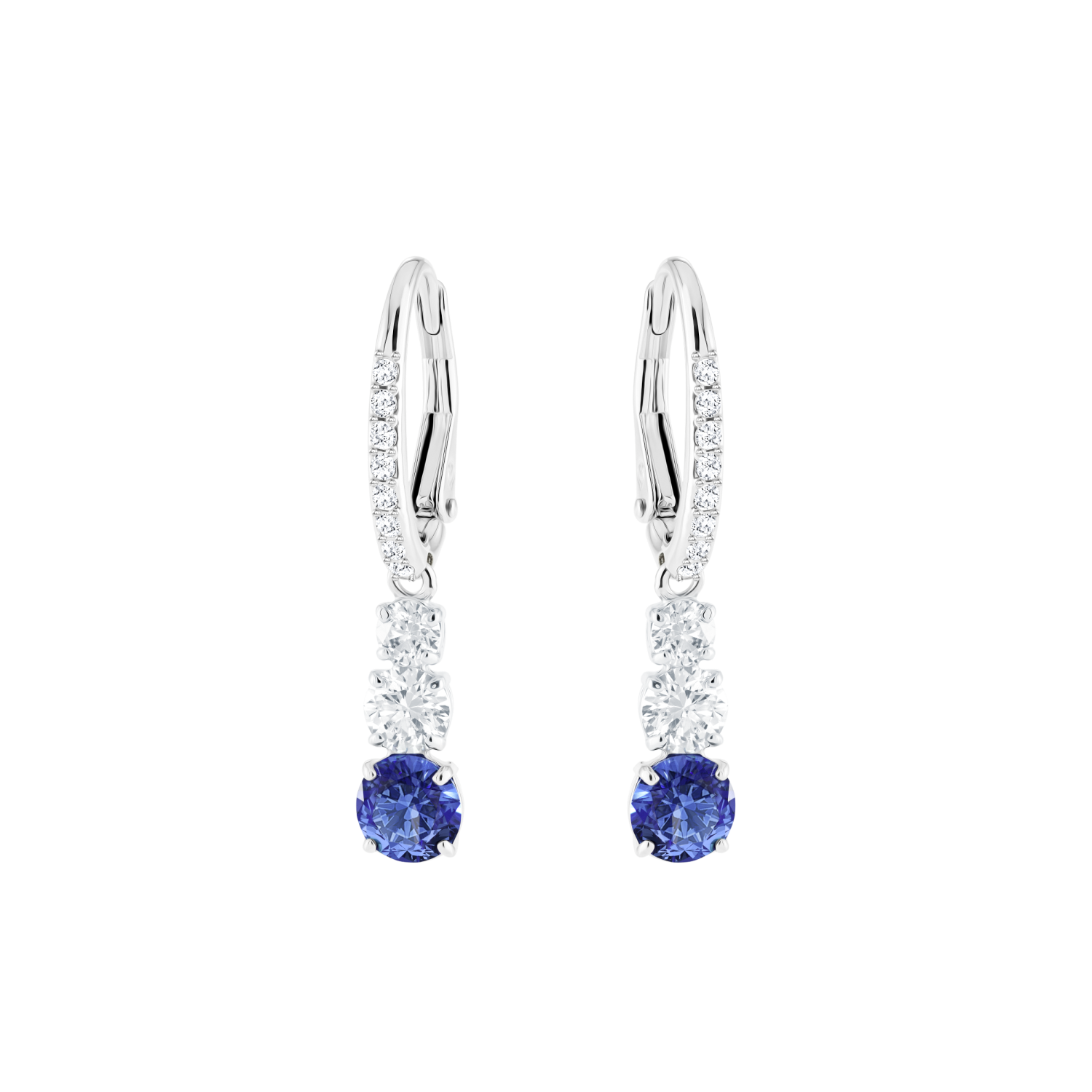 Swarovski - Orecchini Attract Trilogy Round, azzurro, Placcatura rodio Ref. 5416154 - SWAROVSKI