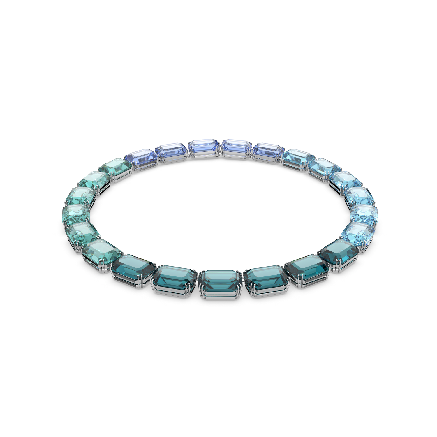 Swarovski - Collana Millenia, Taglio ottagonale, Blu, Placcato rodio Ref. 5630369 - SWAROVSKI