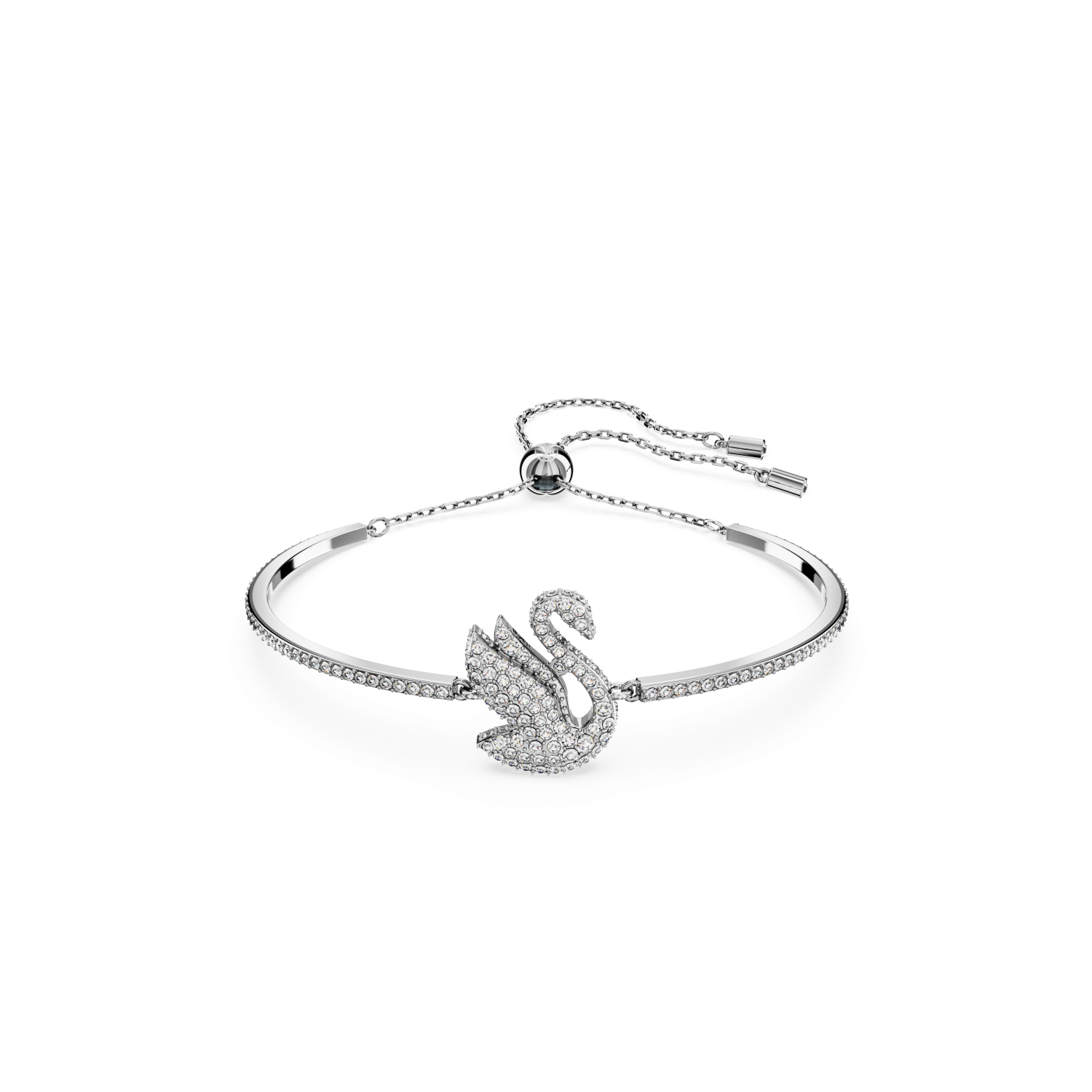 Swarovski - Bracciale rigido Swarovski Iconic Swan, Cigno, Bianco, Placcato rodio Ref. 5649772 - SWAROVSKI