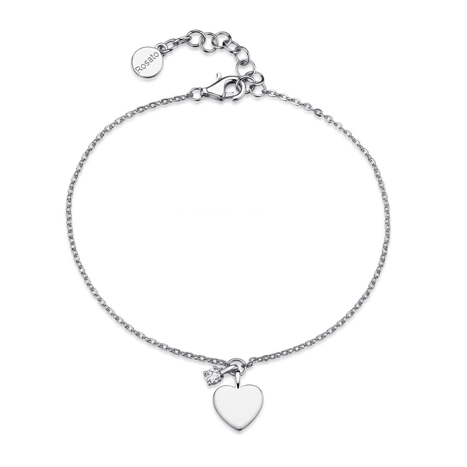 Rosato - Bracciale ALLEGRA argento 925/1000, con pendente a cuore e diamante accresciuto in laboratorio Ref. RZAL086 - ROSATO