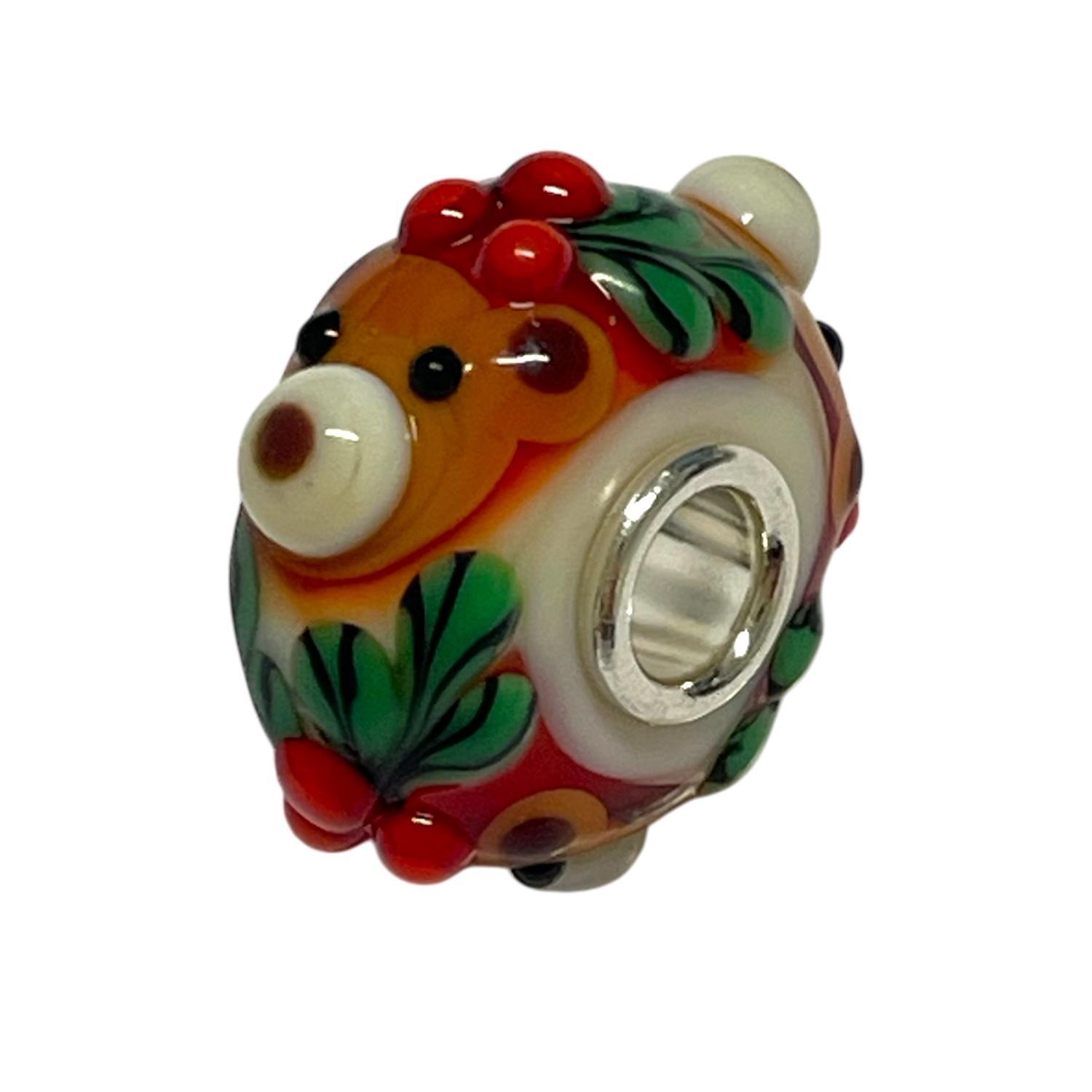 Trollbeads Unico in Vetro - Christmas Renna con agrifoglio - TROLLBEADS