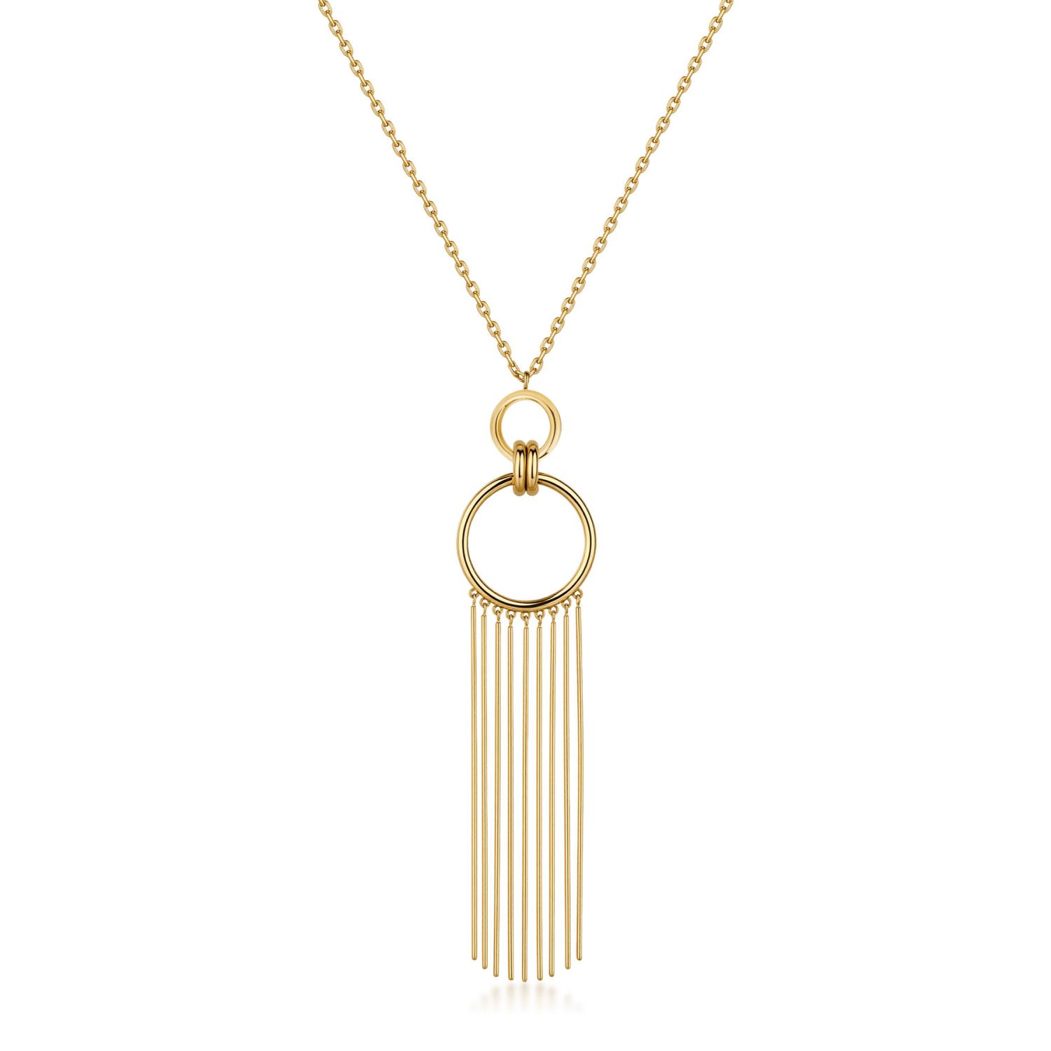 Brosway - Collana AURA in acciaio 316L, finitura pvd colore oro, con pendente a cerchi con frange Ref. BAU03 - BROSWAY