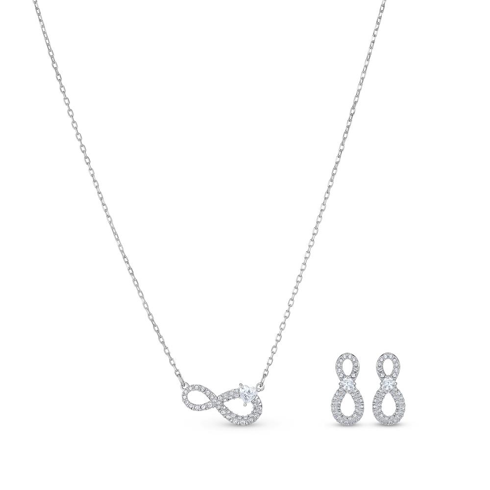 Set Swarovski - infinity, bianco, placcato rodio Ref. 5540702 - SWAROVSKI