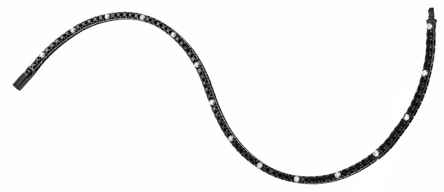 Bracciale Tennis Zancan da uomo in Argento e Spinelli neri Ref. ESB076 - ZANCAN