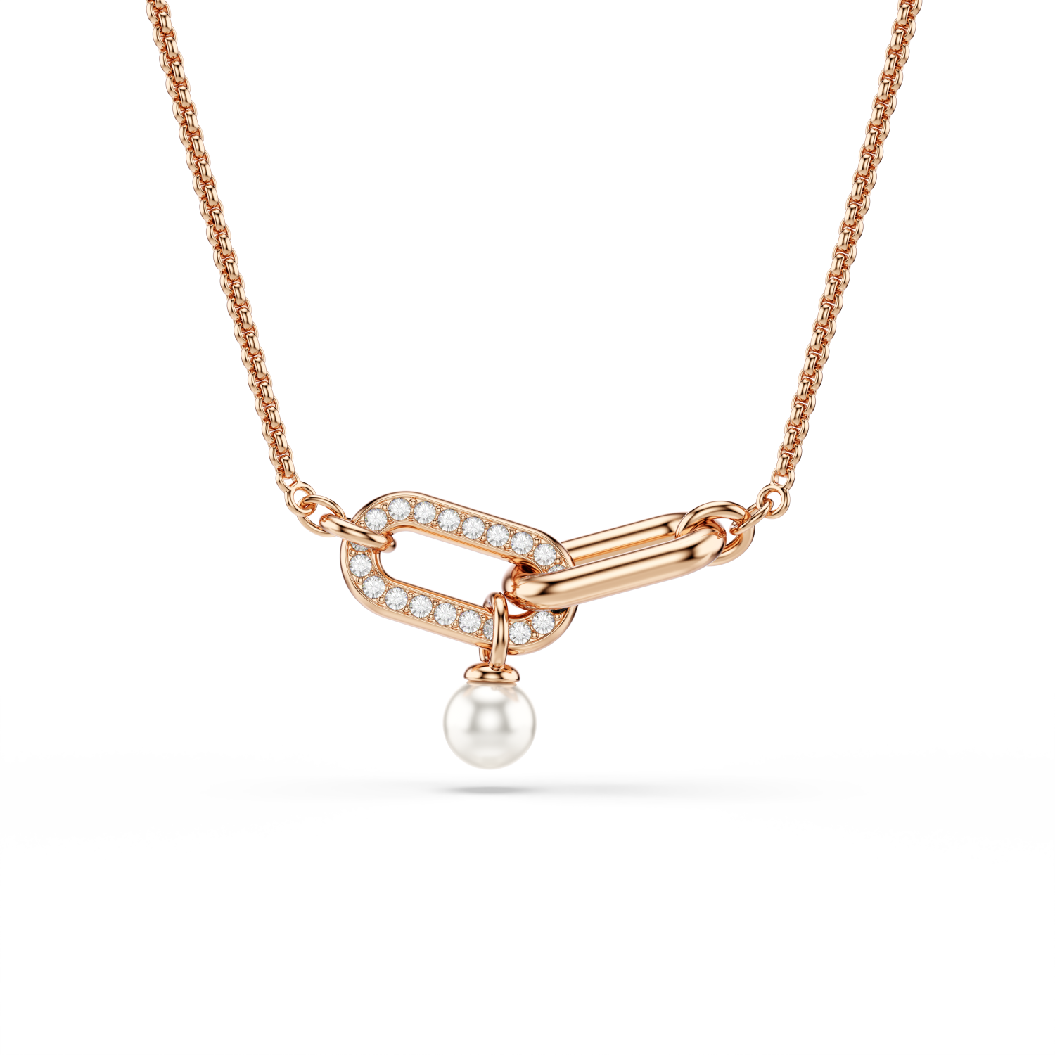 Swarovski - Pendente Constella, Crystal Pearl, Taglio Round, Bianco, Placcato color oro rosa Ref. 5728589 - SWAROVSKI