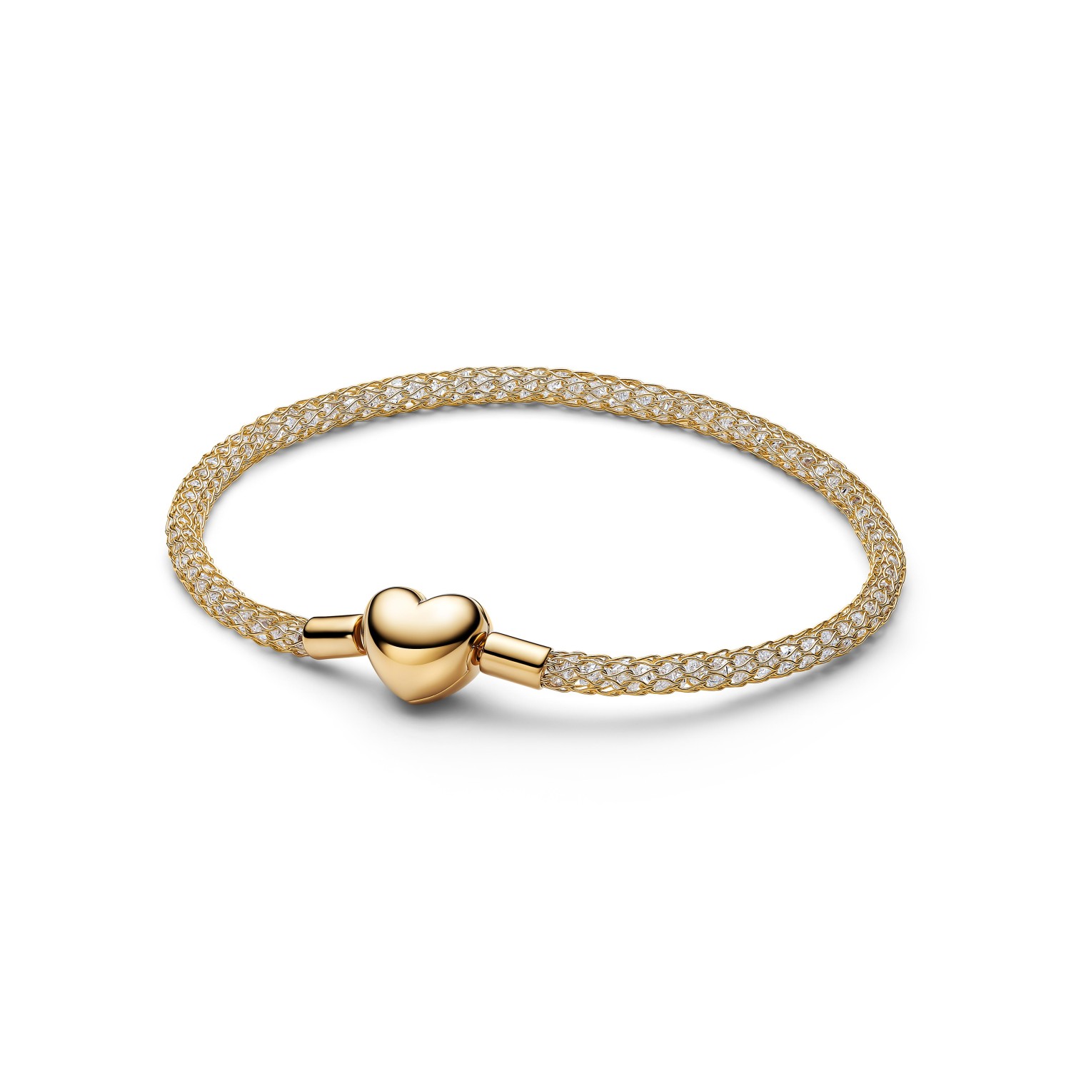 Bracciale Pandora Maglia Mesh con pietre luminose e Chiusura a Cuore con finitura in oro 14K – 564971C01-18 - PANDORA