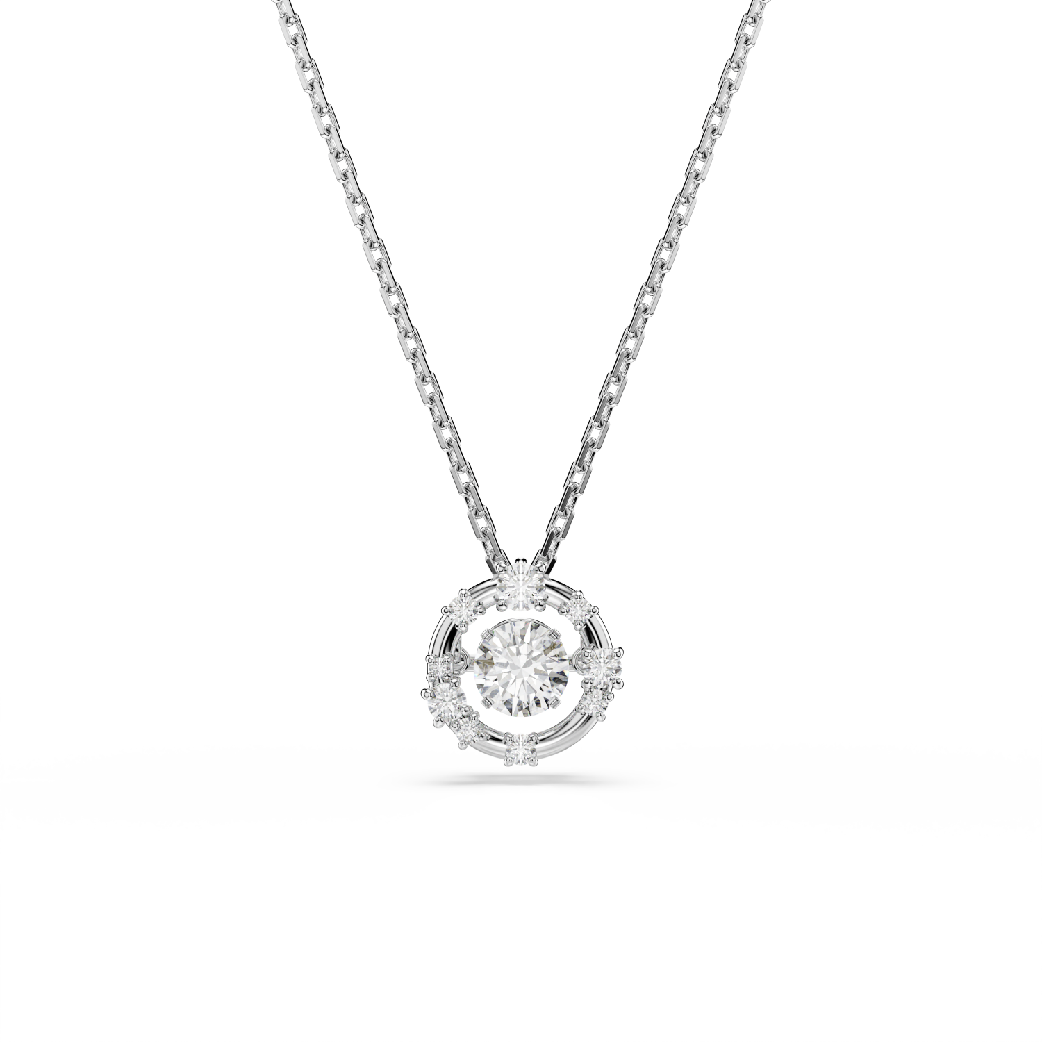 Swarovski - Pendente Constella, Taglio Round, Dancing stone, Bianco, Placcato rodio Ref. 5738247 - SWAROVSKI