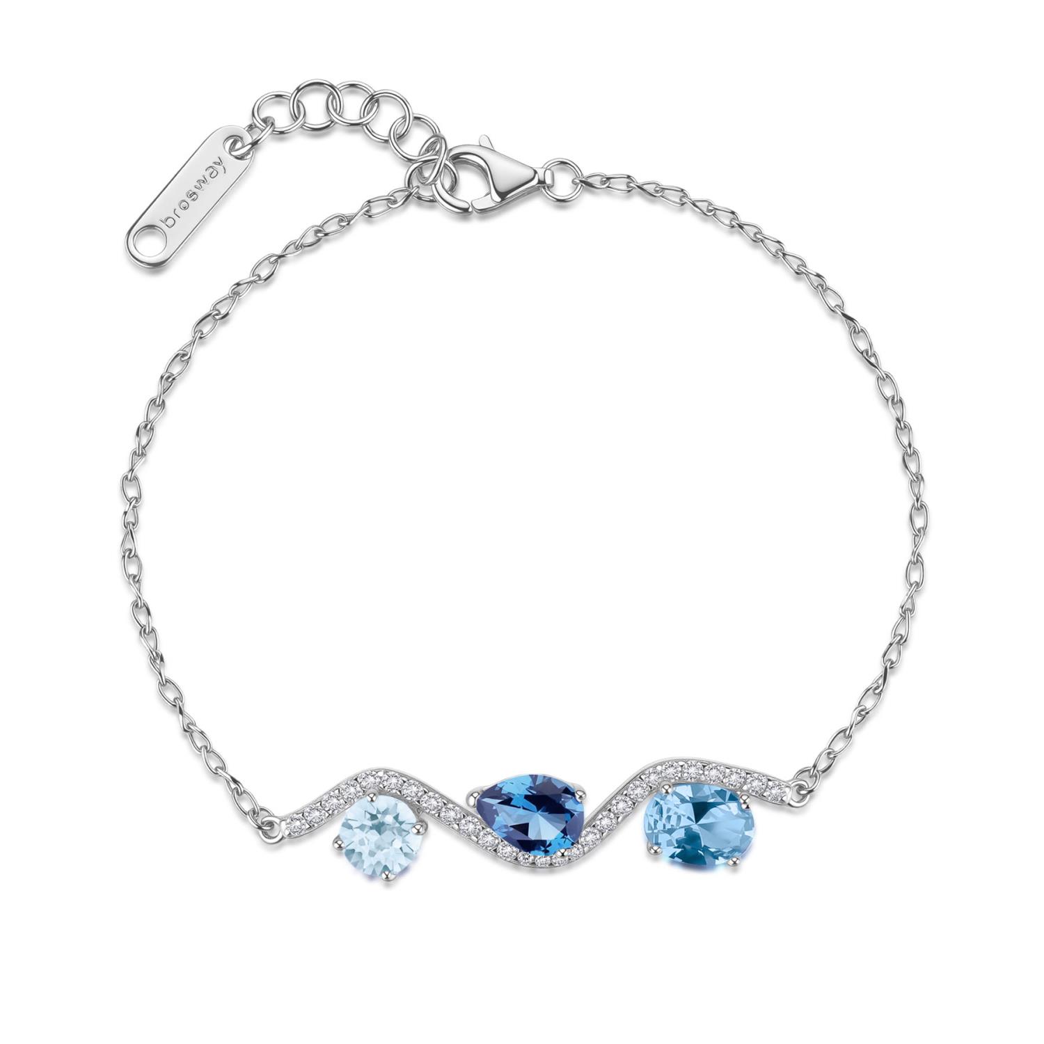 Brosway - Bracciale FANCY in argento 925/1000 rodiato, con cubic zirconia sapphire e light sapphire forma round, oval e pear Ref. FCL134 - BROSWAY