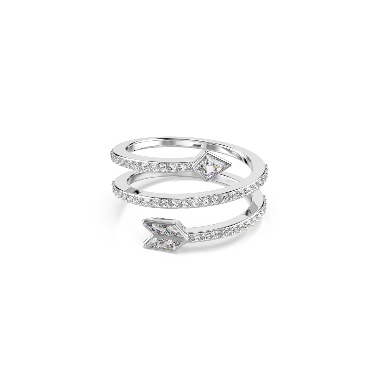 Swarovski - Anello con motivo Idyllia, Taglio misto, Freccia, Bianco, Placcato rodio Ref. 5741528 - SWAROVSKI