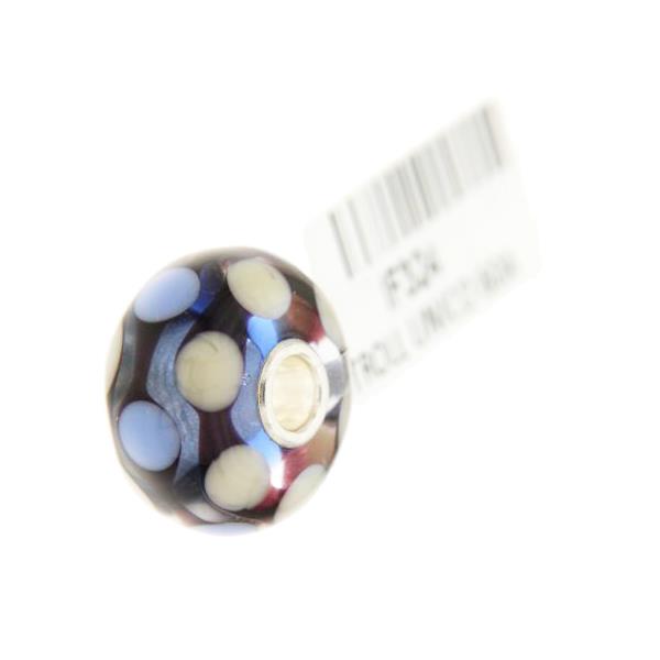 Trollbeads Unico in Vetro - OOAK Original Trollbeads A pois bianchi e azzurri Rif. UNICO 60A - TROLLBEADS