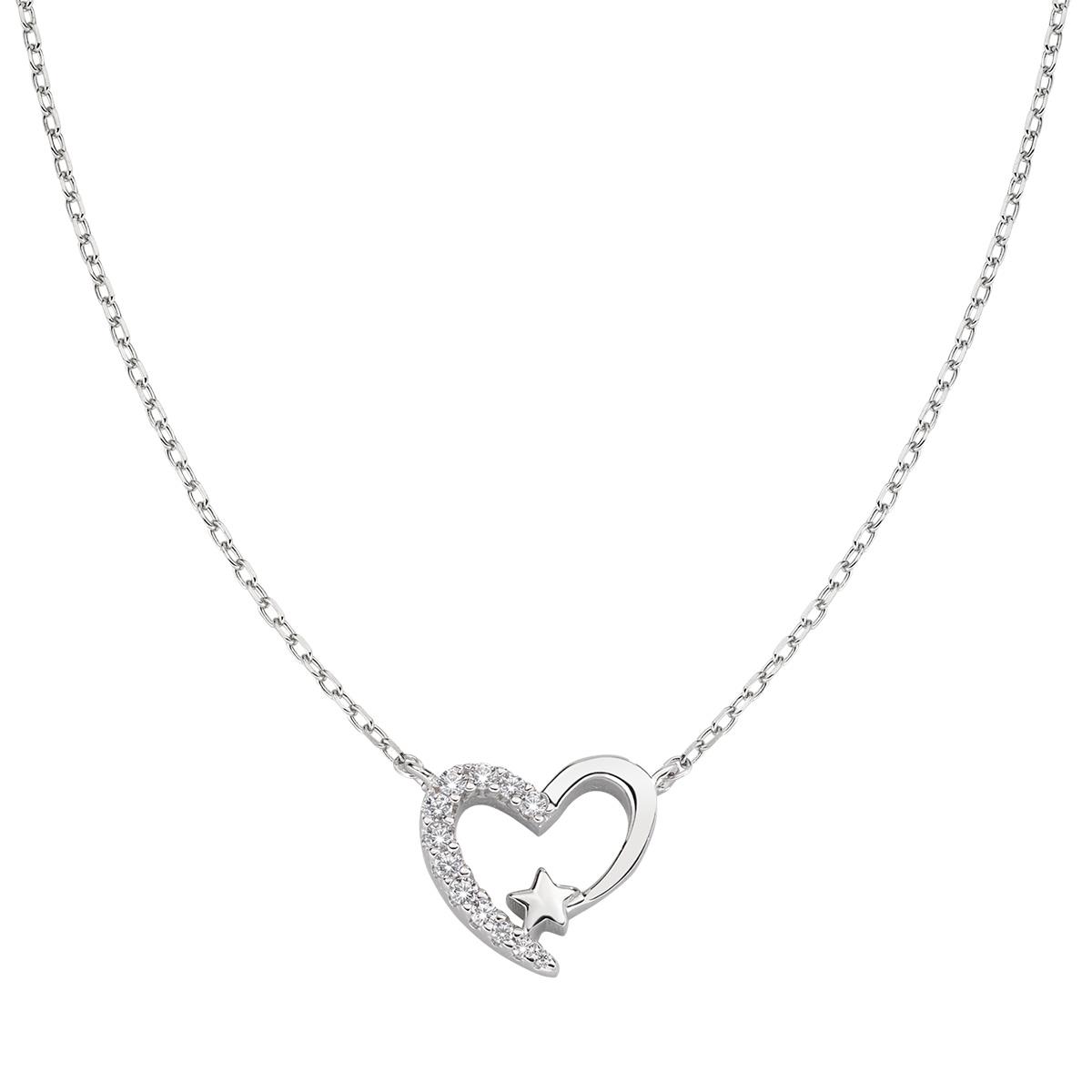 Collana "Cuore" in Argento con Zirconi - Amen Collection Ref. CLHSBBZ - AMEN