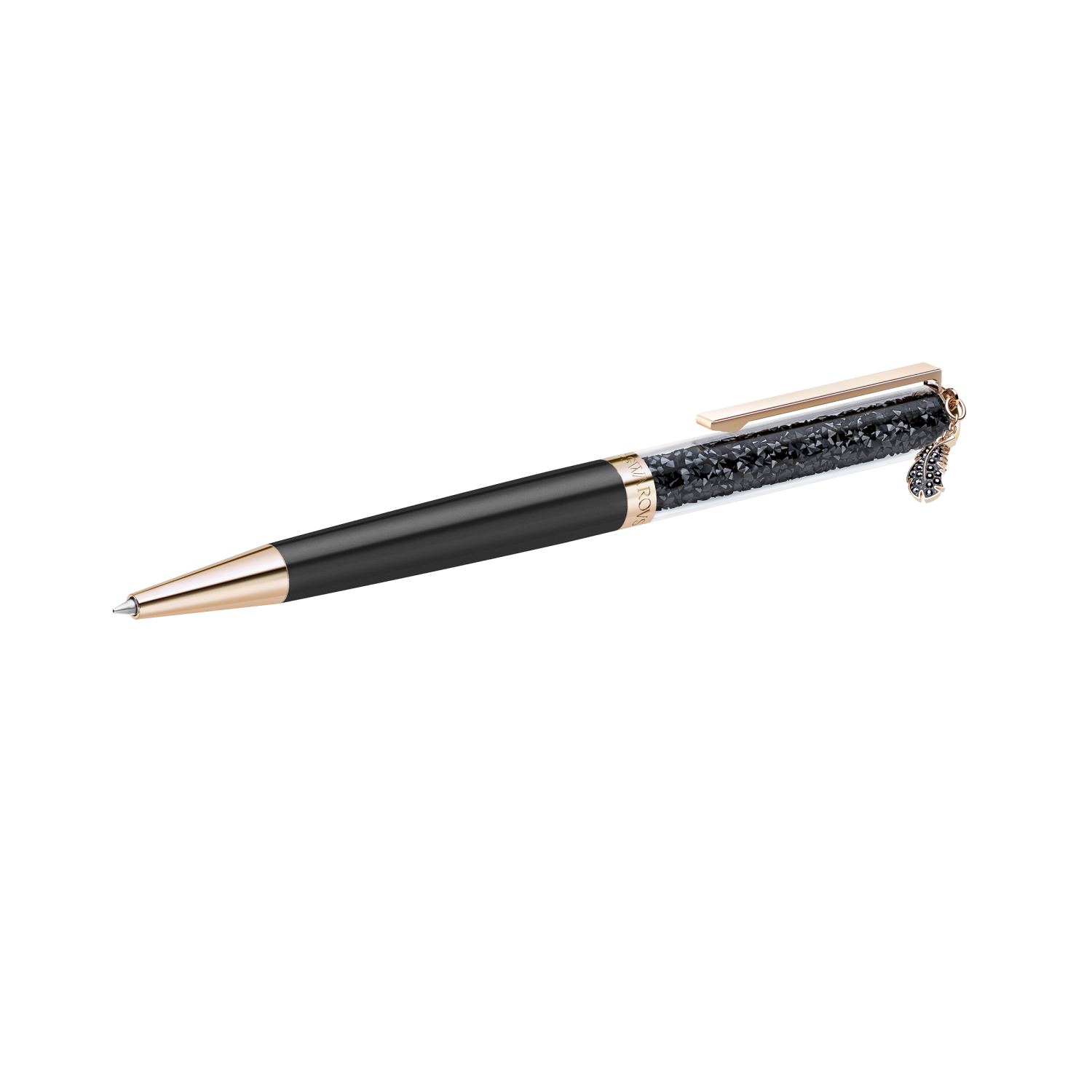 Swarovski - Penna a sfera Crystalline Feather, nero, Placcato oro Rosa Ref. 5511232 - SWAROVSKI