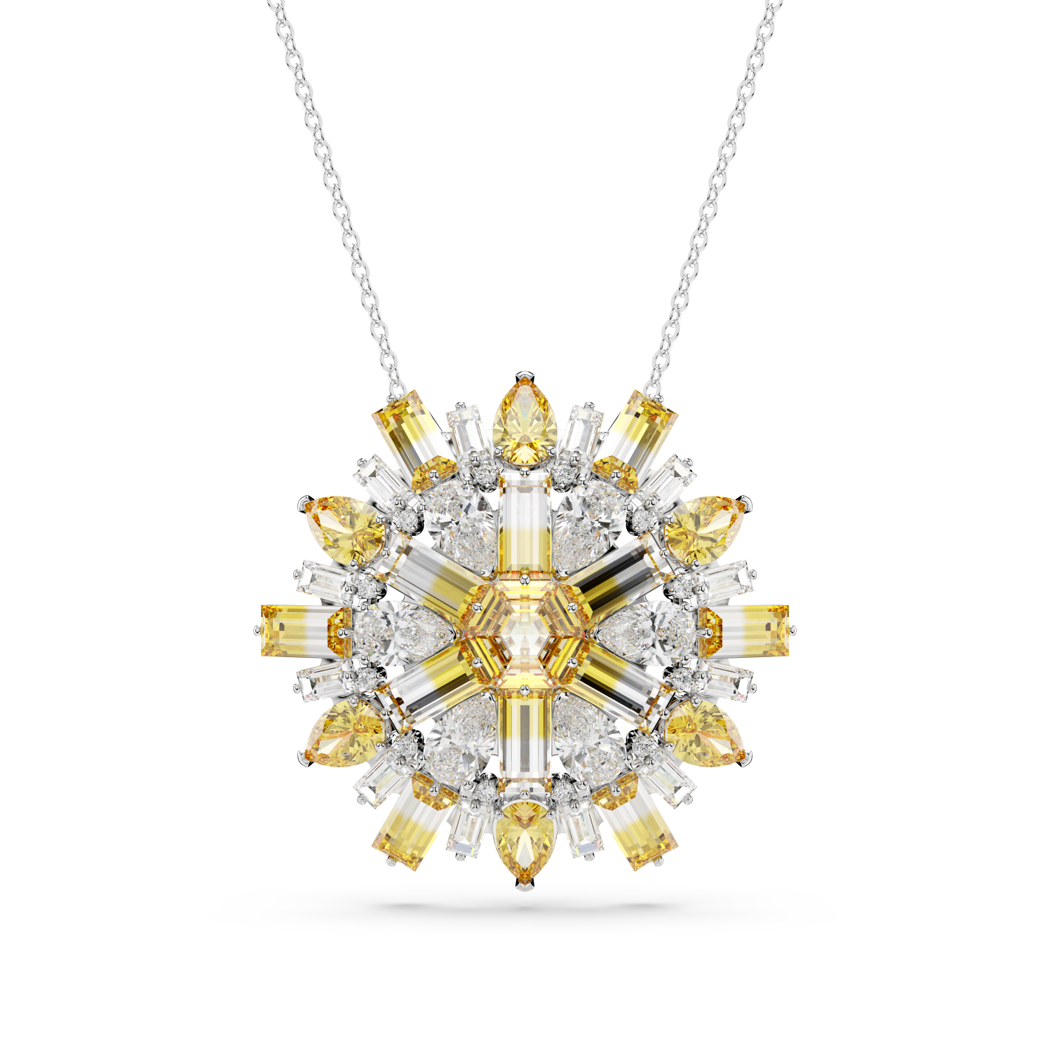 Swarovski - Pendente e spilla Idyllia, Fiore, Gialli, Placcato rodio Ref. 5679947 - SWAROVSKI