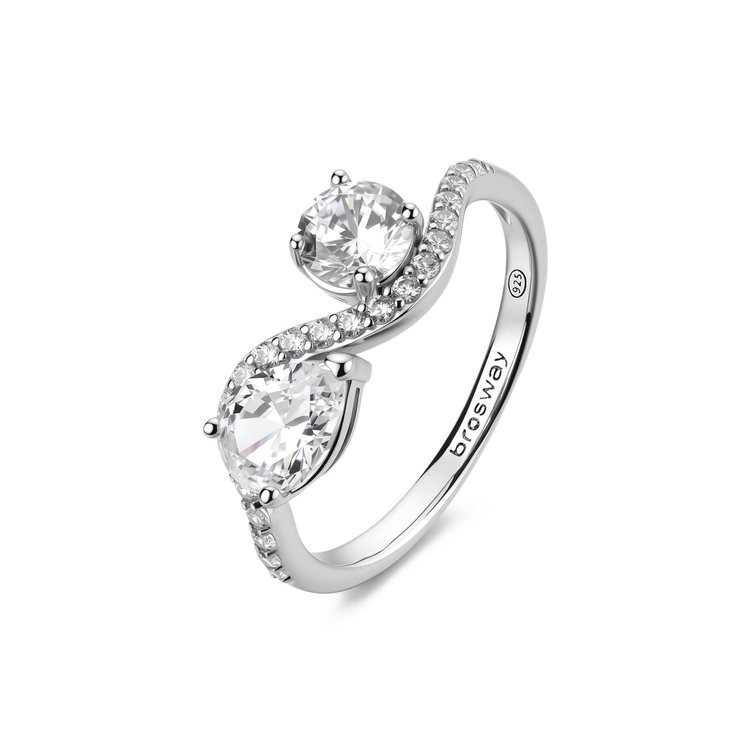 Brosway - Anello 10 FANCY in argento 925/1000 rodiato, con cubic zirconia white forma round e pear Ref. FIW186A - BROSWAY