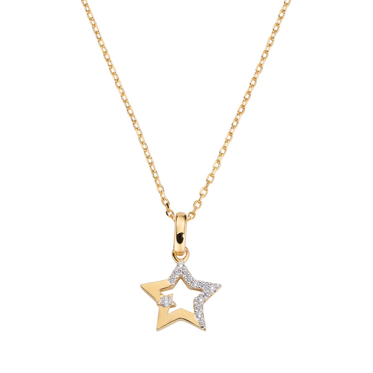 Collana Stella in Argento Dorato con Zirconi - Amen Collection Ref. CLSTSTGBZ - AMEN
