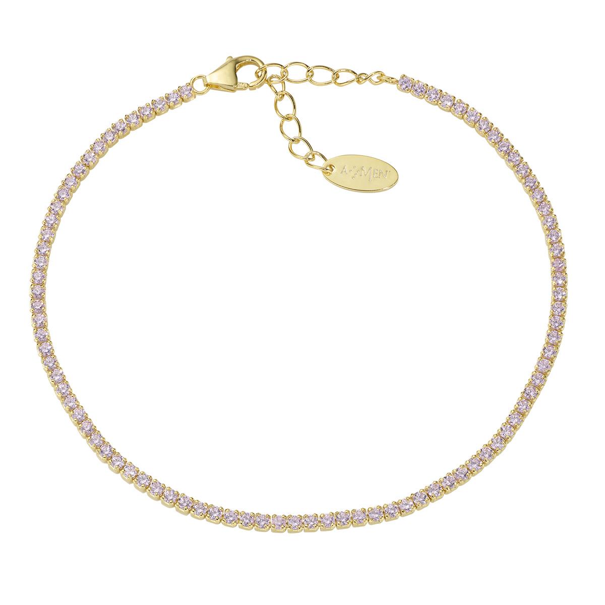 Bracciale Tennis Mania Dorato con Zirconi Rosa - Amen Collection Ref. BT1GRO17 - AMEN